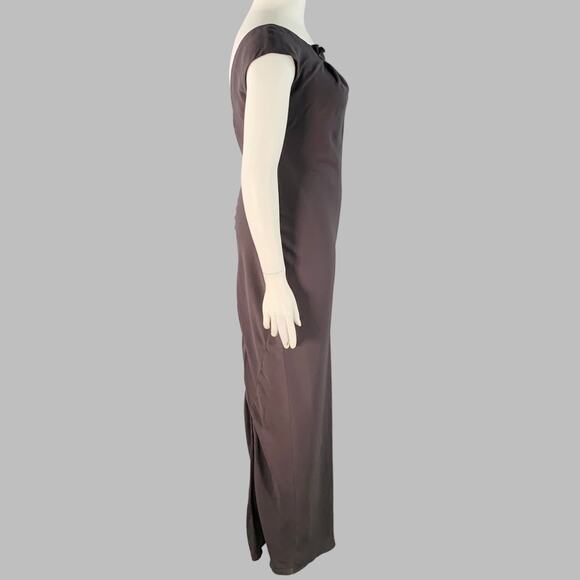 BRUNELLO CUCINELLI Size XL Grey Charcoal Silk Sleeveless Long Evening Gown - Picture 3 of 10